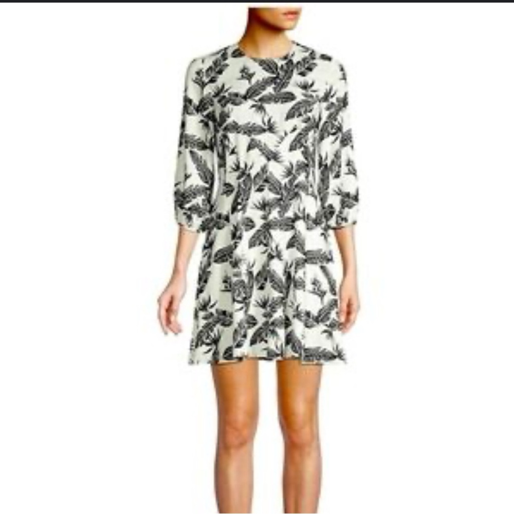 #267” White Sundress with Black Bishop Sleeves and Crew Neck - Picture 2 of 4